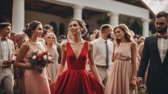 Rotes Kleid auf Hochzeit: Bedeutung und Stil für Hochzeitsgäste